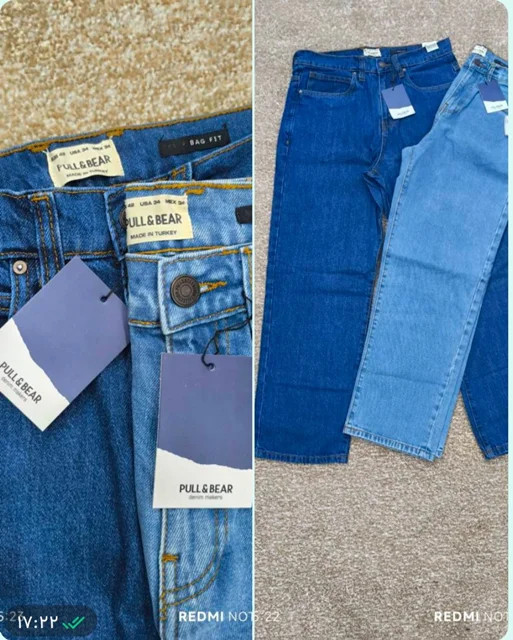 شلوار لی نیمبگ مردانه اورجینال Pull & Bear (آبی روشن و تیره) –/ سایز ۳۰ تا ۳۶ خارجی/ سایز 40 تا 46 ایرانی /