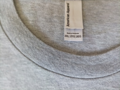 تیشرت اورجینال استوک سفارش اروپا استوک برند « American Apparel» مدل «…یقه گرد » سایز «طول« 80» و عرض « ۶6 » | جنس پنبهای کتان درجهیک