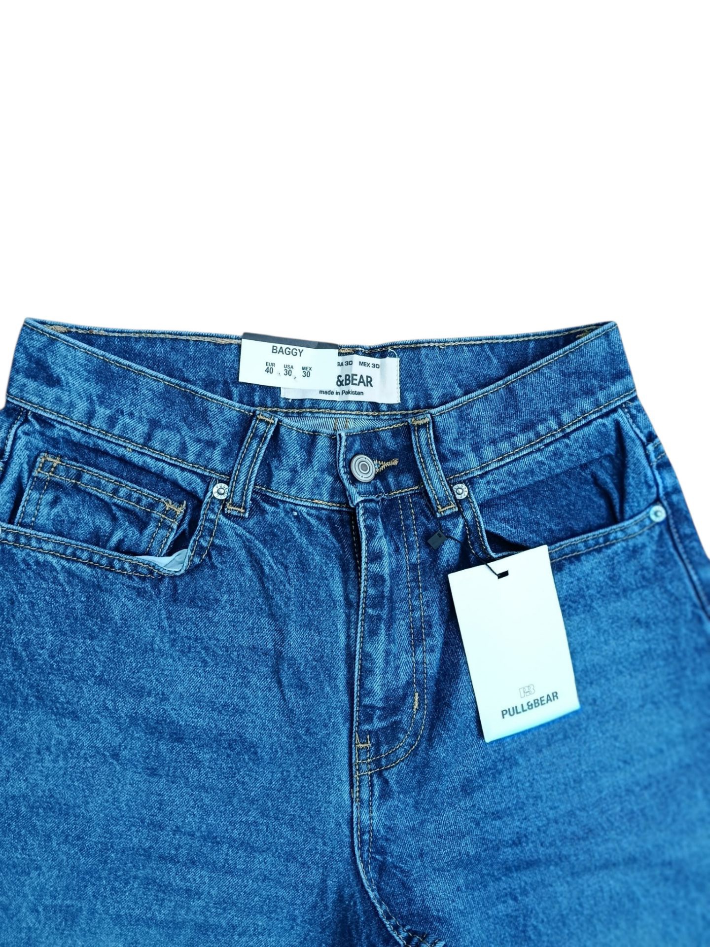 شلوار جین مام بگ پول اند بیر Pull&Bear | فیت آزاد، قد 110، استایل ترندی و راحت
