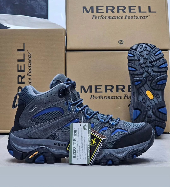 بوت طبیعتگردی و کوهنوردی مرل Moab Mid GORE-TEX ساقبلند با زیره ویبرام | ضدآب، اصل ویتنام، سایز ۴۰ الی ۴۵،مناسب ترکینگ و مسیرهای سخت