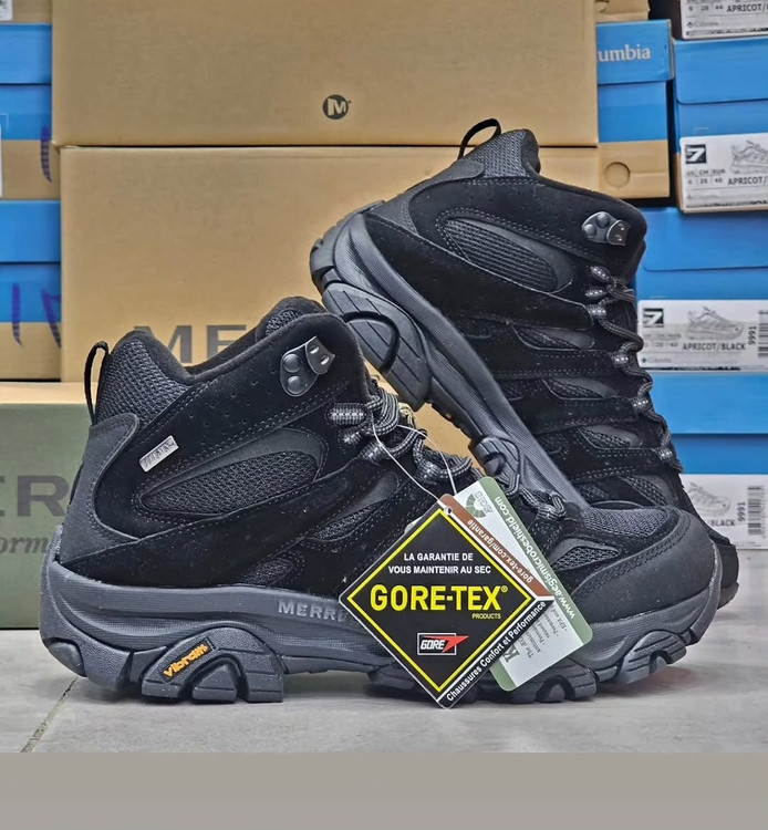 بوت طبیعتگردی و کوهنوردی مرل Moab Mid GORE-TEX ساقبلند با زیره ویبرام | ضدآب، اصل ویتنام، سایز ۴۰ الی ۴۵،مناسب ترکینگ و مسیرهای سخت