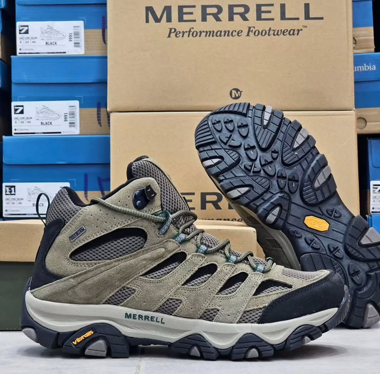 بوت طبیعتگردی و کوهنوردی مرل Moab Mid GORE-TEX ساقبلند با زیره ویبرام | ضدآب، اصل ویتنام، سایز ۴۰ الی ۴۵،مناسب ترکینگ و مسیرهای سخت