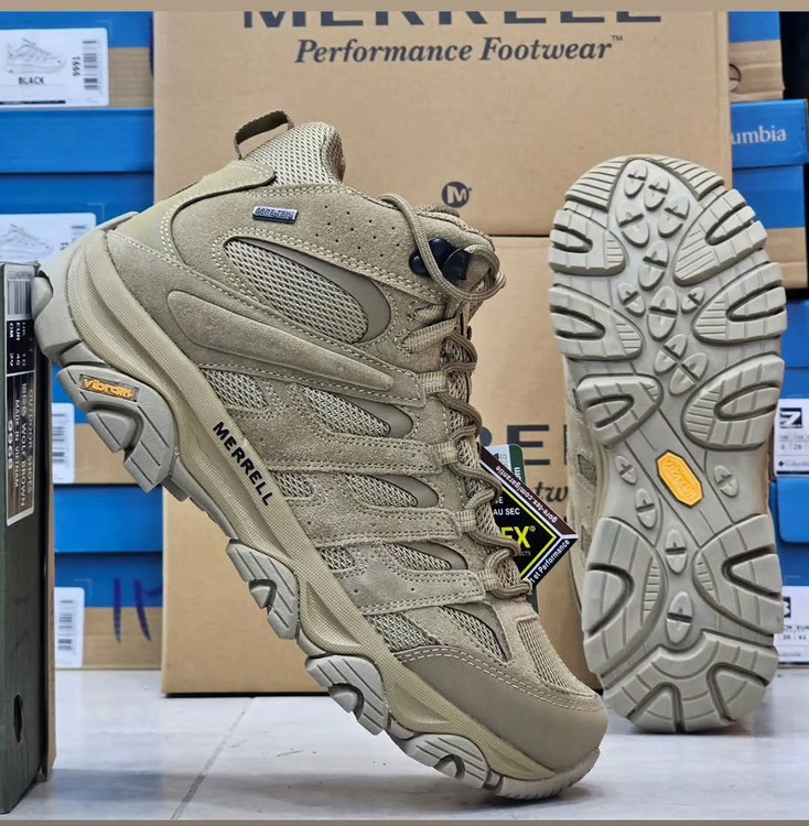 بوت طبیعتگردی و کوهنوردی مرل Moab Mid GORE-TEX ساقبلند با زیره ویبرام | ضدآب، اصل ویتنام، سایز ۴۰ الی ۴۵،مناسب ترکینگ و مسیرهای سخت