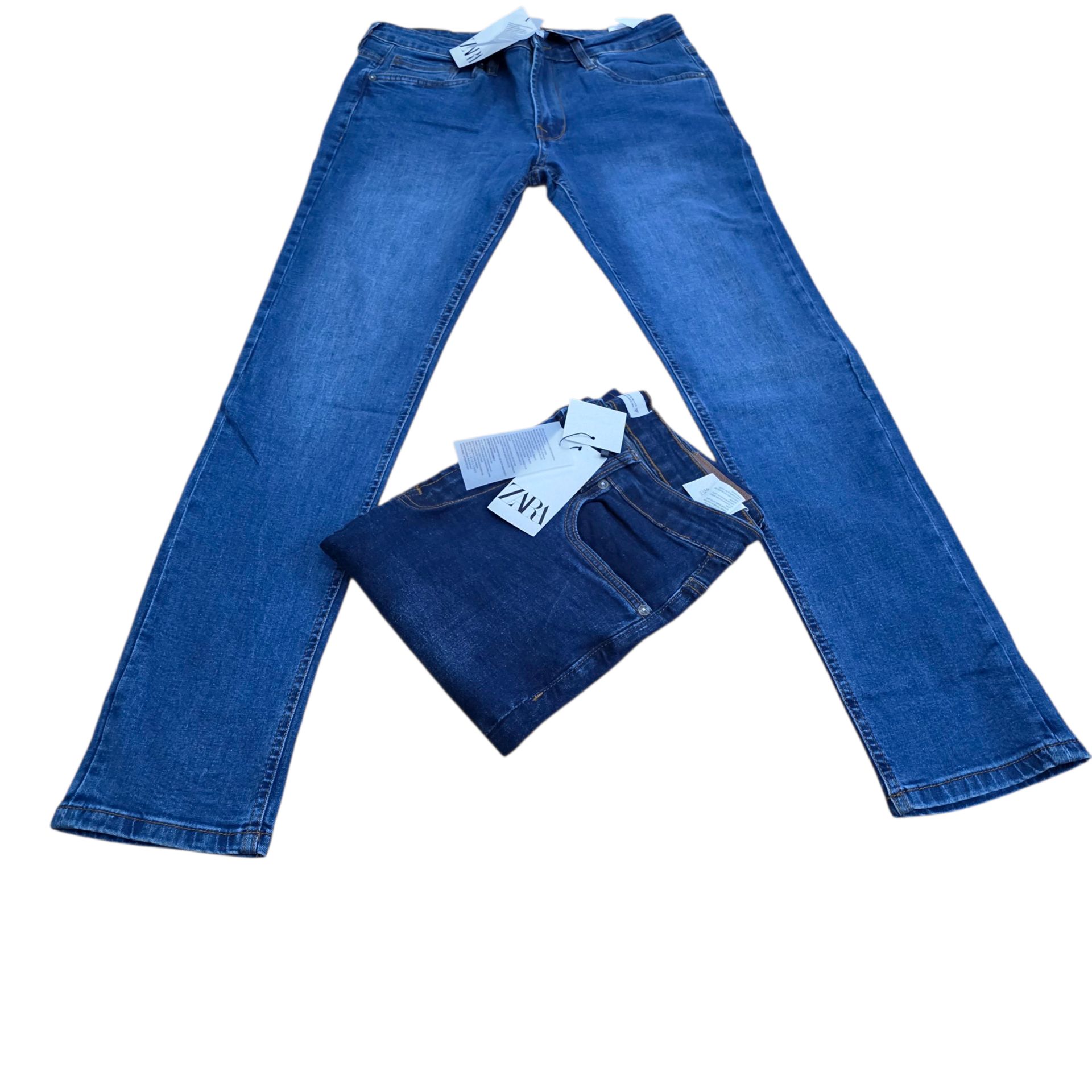 شلوار جین مردانه زارا (ZARA) مدل اسلیم فیت – کیفیت اورجینال و تنخور عالی با سایز کمر 40 تا 46 و قد 108