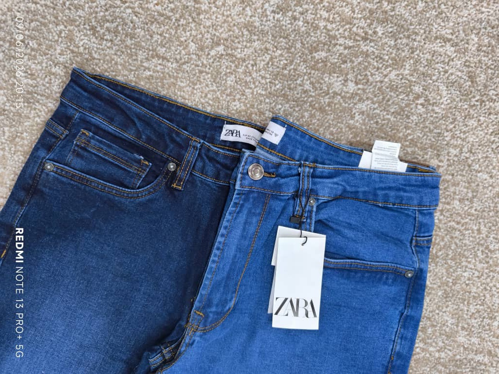 شلوار جین مردانه زارا (ZARA) مدل اسلیم فیت – کیفیت اورجینال و تنخور عالی با سایز کمر 40 تا 46 و قد 108