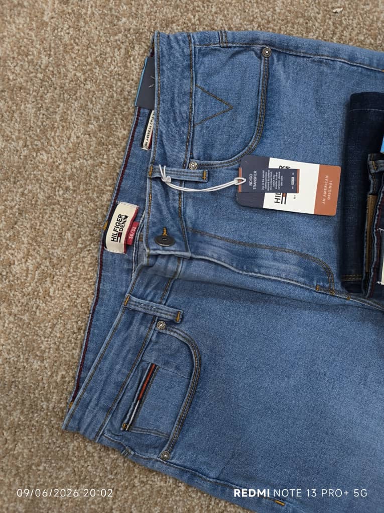 شلوار جین مردانه اورجینال Tommy Hilfiger Denim مدل راسته | جین کشی آبی | سایز 40 تا 46 | ساخت پاکستان