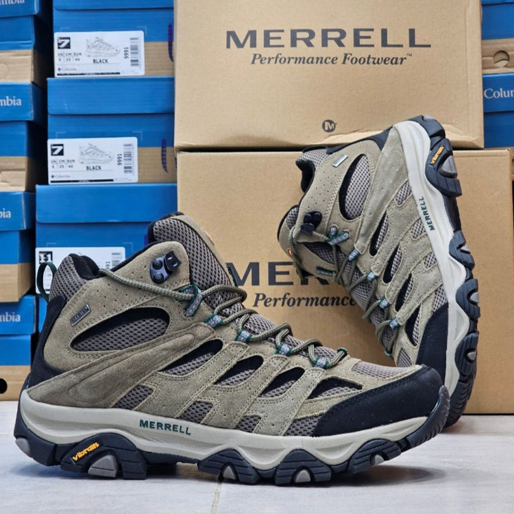 بوت طبیعتگردی و کوهنوردی مرل Moab Mid GORE-TEX ساقبلند با زیره ویبرام | ضدآب، اصل ویتنام، سایز ۴۰ الی ۴۵،مناسب ترکینگ و مسیرهای سخت