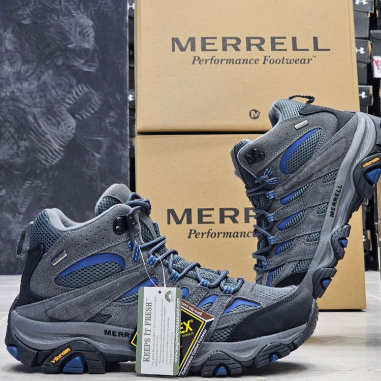 بوت طبیعتگردی و کوهنوردی مرل Moab Mid GORE-TEX ساقبلند با زیره ویبرام | ضدآب، اصل ویتنام، سایز ۴۰ الی ۴۵،مناسب ترکینگ و مسیرهای سخت