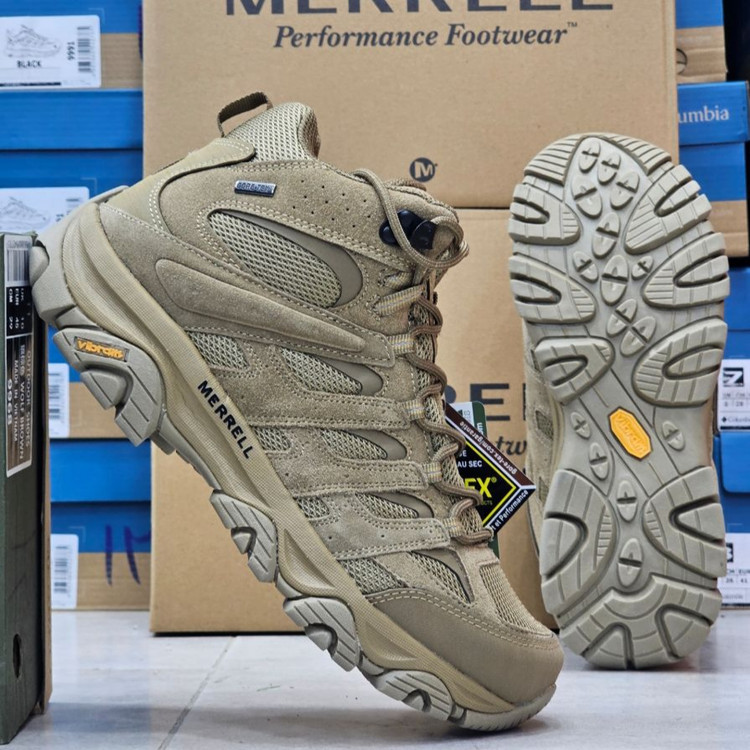 بوت طبیعتگردی و کوهنوردی مرل Moab Mid GORE-TEX ساقبلند با زیره ویبرام | ضدآب، اصل ویتنام، سایز ۴۰ الی ۴۵،مناسب ترکینگ و مسیرهای سخت