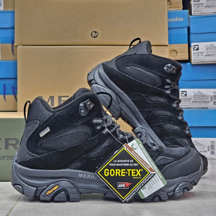 بوت طبیعتگردی و کوهنوردی مرل Moab Mid GORE-TEX ساقبلند با زیره ویبرام | ضدآب، اصل ویتنام، سایز ۴۰ الی ۴۵،مناسب ترکینگ و مسیرهای سخت