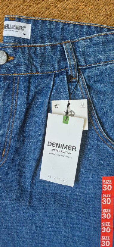 شلوار جین اورجینال زنانه دنیمر DENIMER مدل بگ پیلیدار وارداتی پاکستان (قد ۱۰۷ تا ۱۱۰)